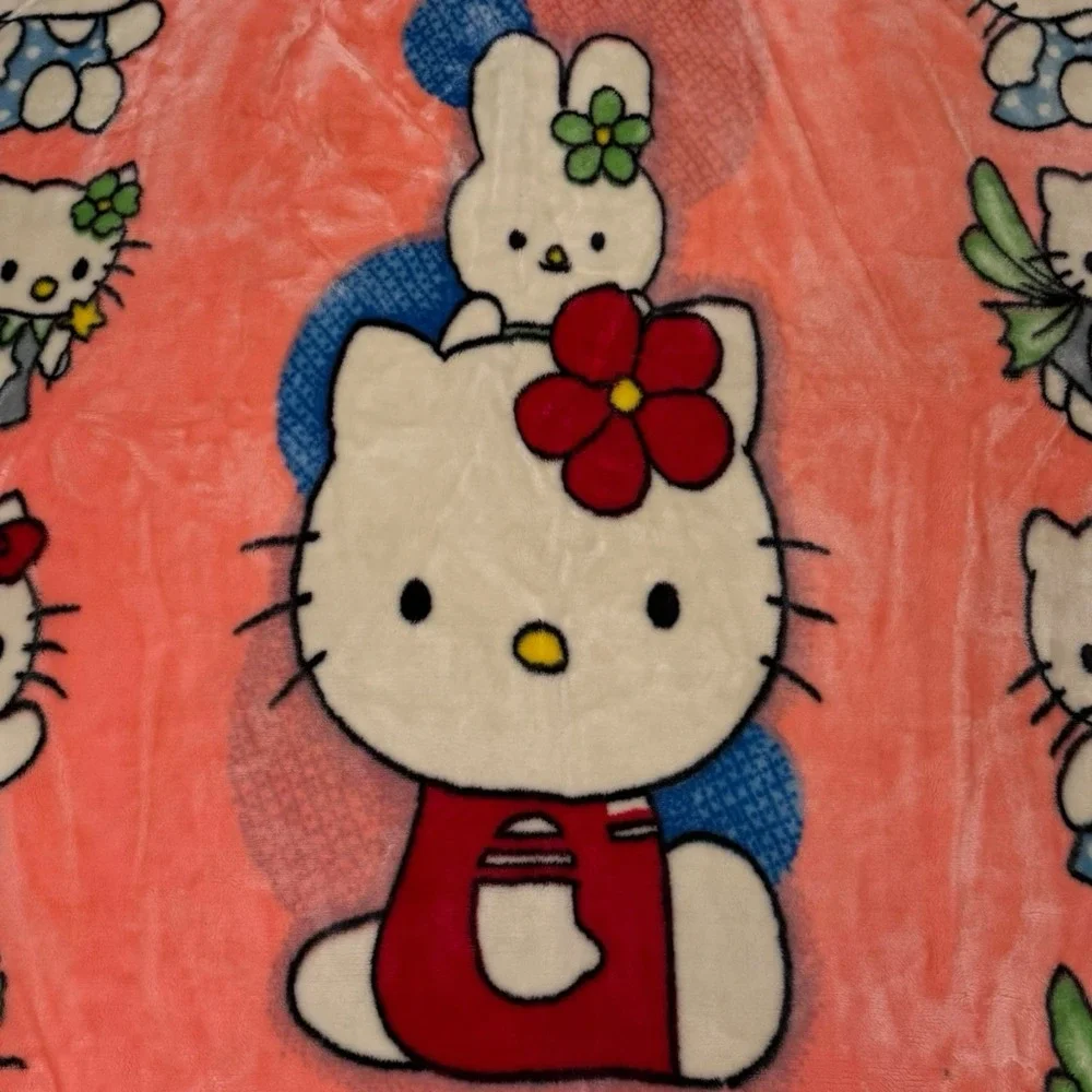 Hello Kitty Miffy Twin Plush Fleece Coverlet 86x58‎ Y2K Fairy Pink Misprint VTG